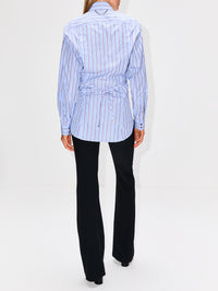 Stripe Button Up Top,RABANNE,BLUE/BROWN,Image 3