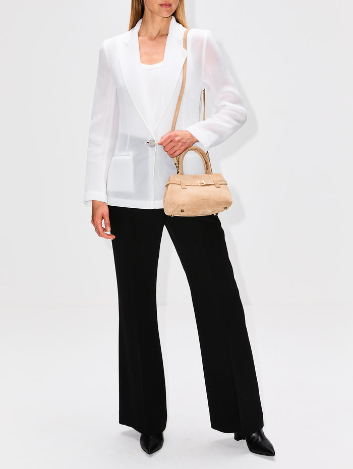 Sheer Fitted Jacket,BRANDON MAXWELL,WHITE,Image 1