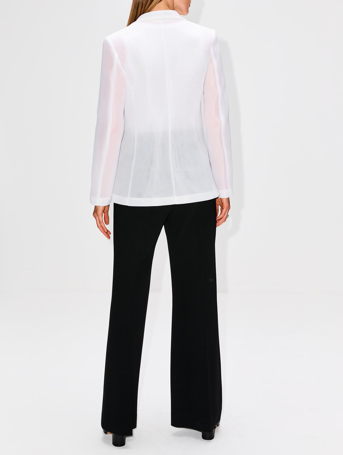 Sheer Fitted Jacket,BRANDON MAXWELL,WHITE,Image 3
