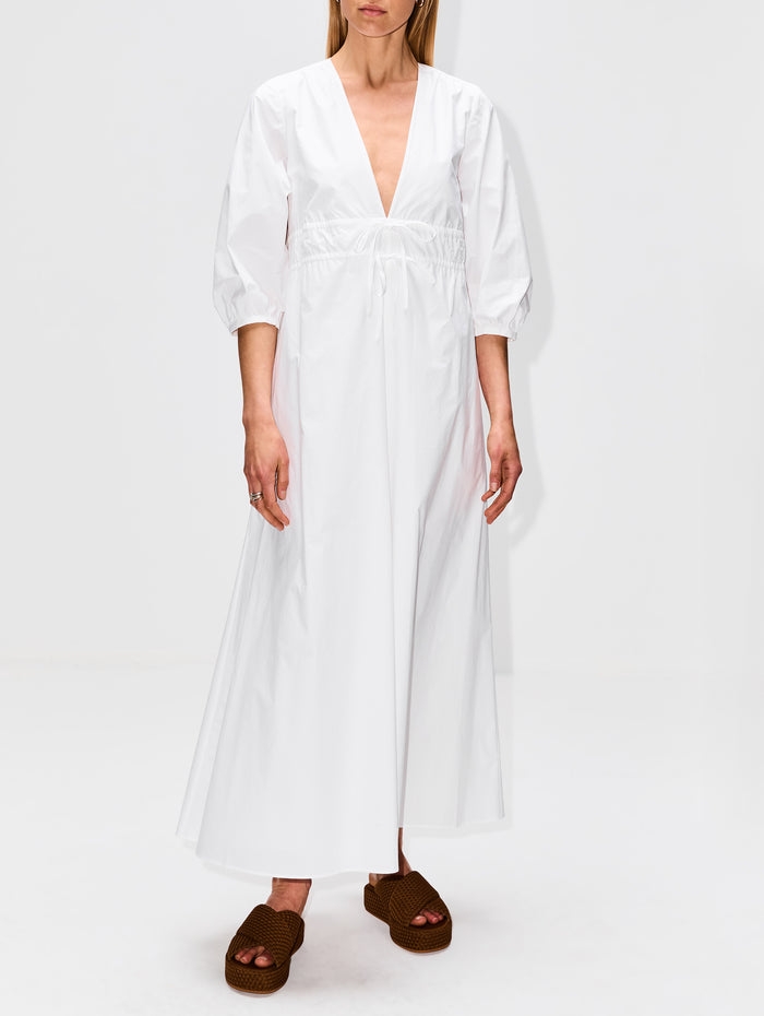 Cinched Dress,FRAME,WHITE,Image 1