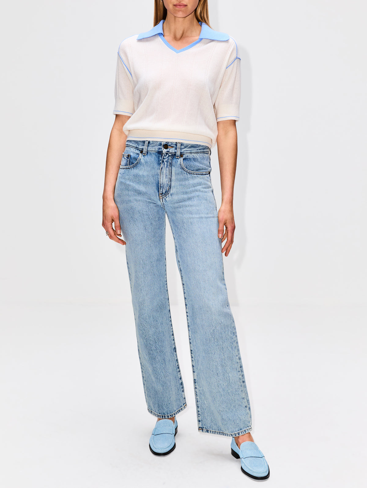 Seren Loafer,GABRIELA HEARST,LIGHT BLUE DENIM,Image 3