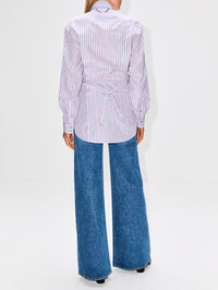 Stripe Button Up Top,RABANNE,BLUE STRIPES,Image 3