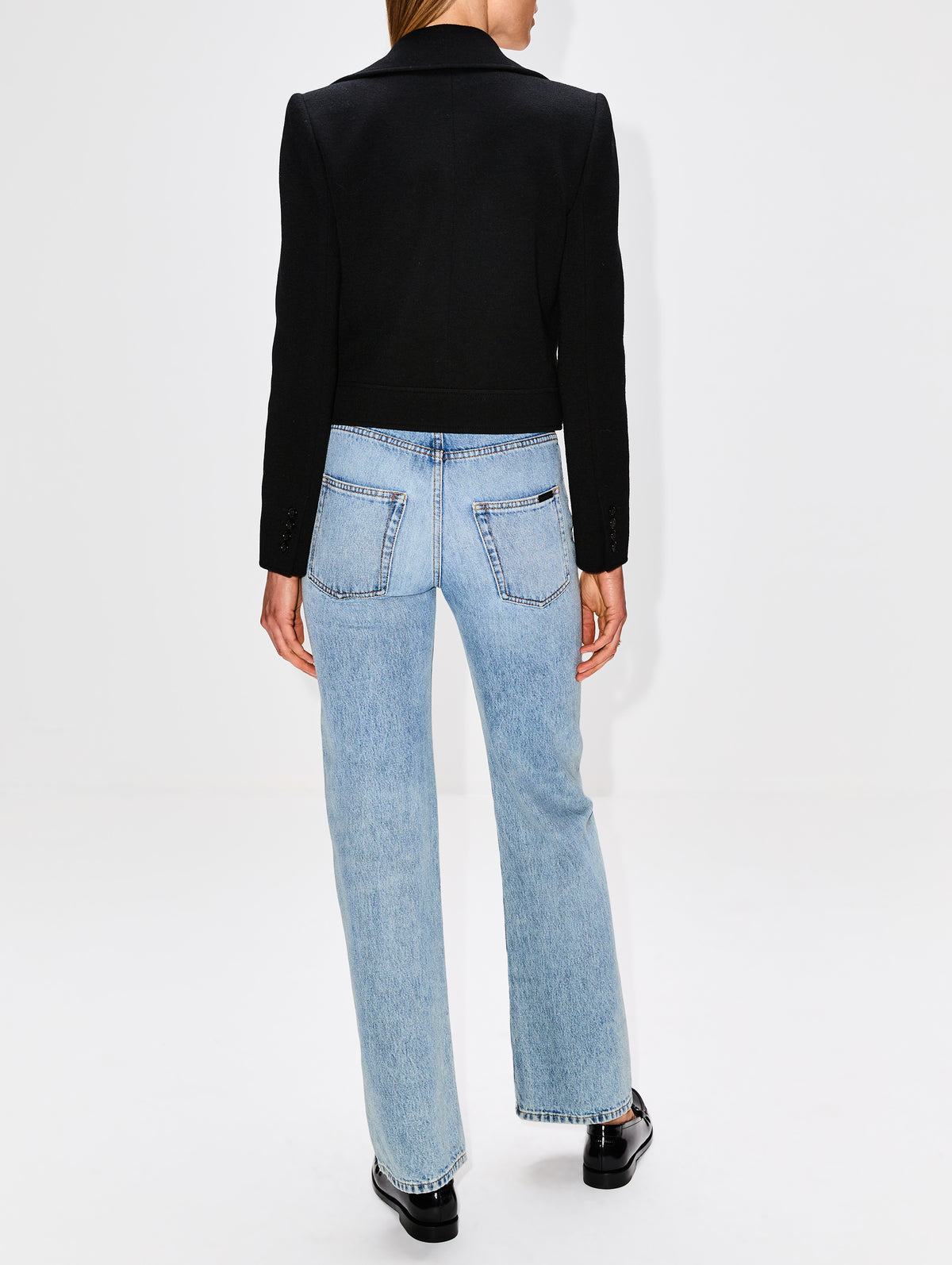 Cropped Jacket,SAINT LAURENT,BLACK,Image 3