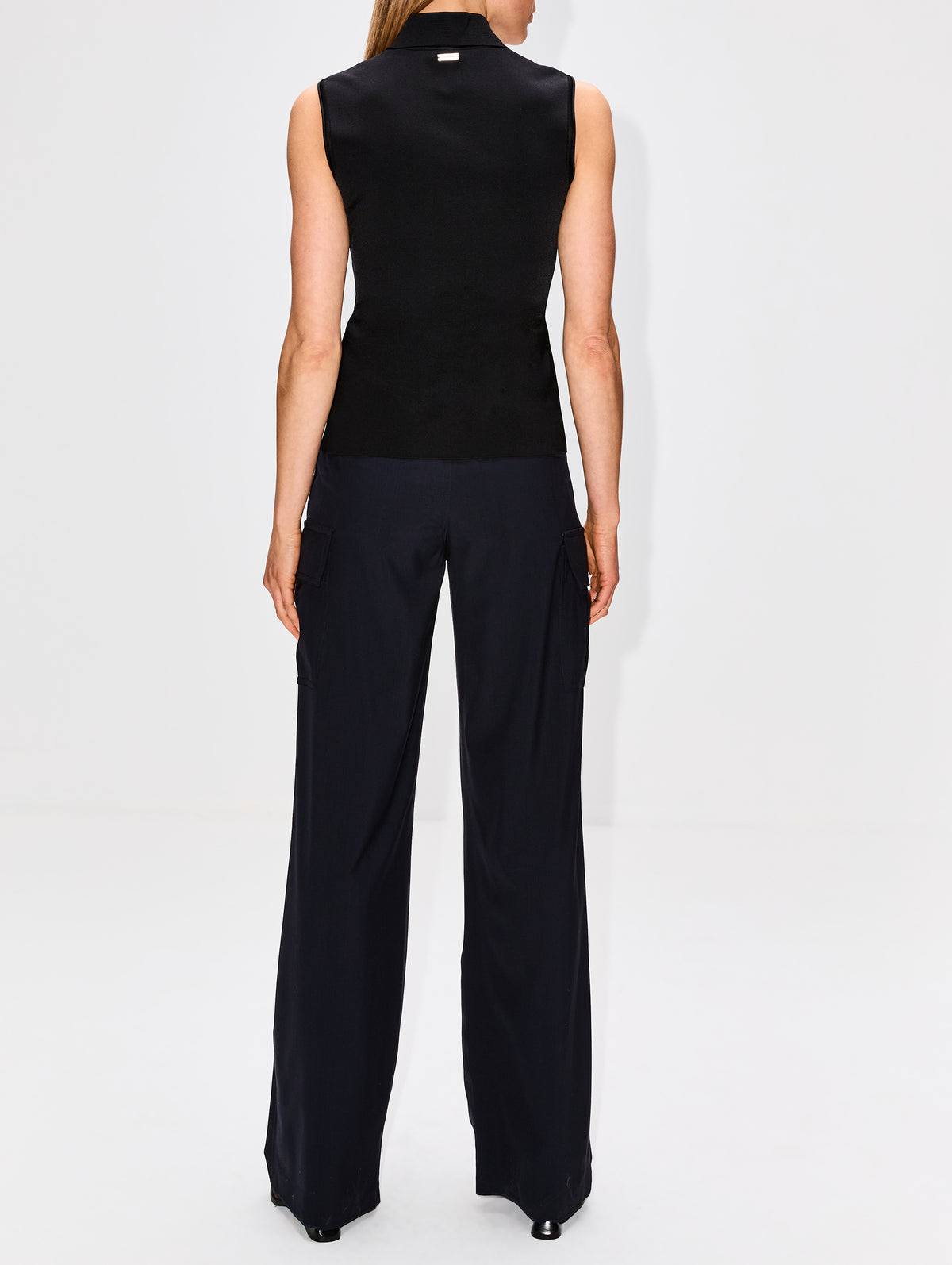 Sleeveless Knit Polo Shirt,FERRAGAMO,NERO,Image 3