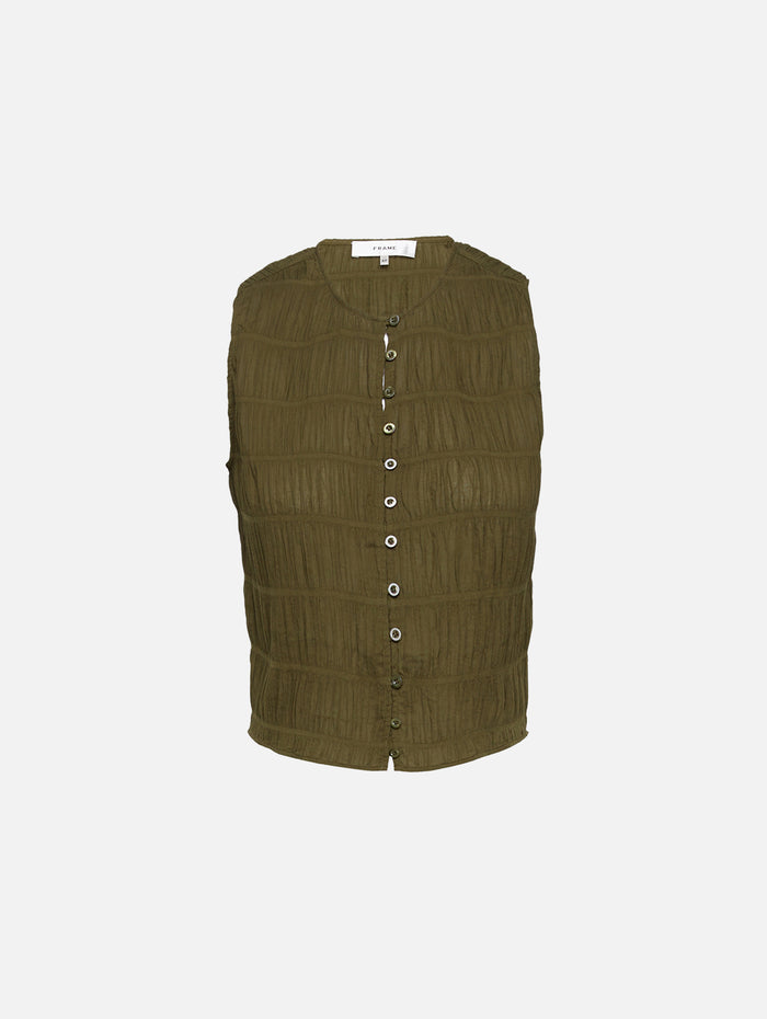 Smocked Tank,FRAME,JUNIPER,Image 1