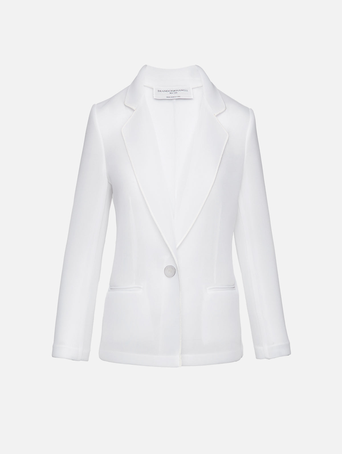 Sheer Fitted Jacket,BRANDON MAXWELL,WHITE,Image 1
