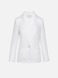Sheer Fitted Jacket,BRANDON MAXWELL,WHITE,Image 1