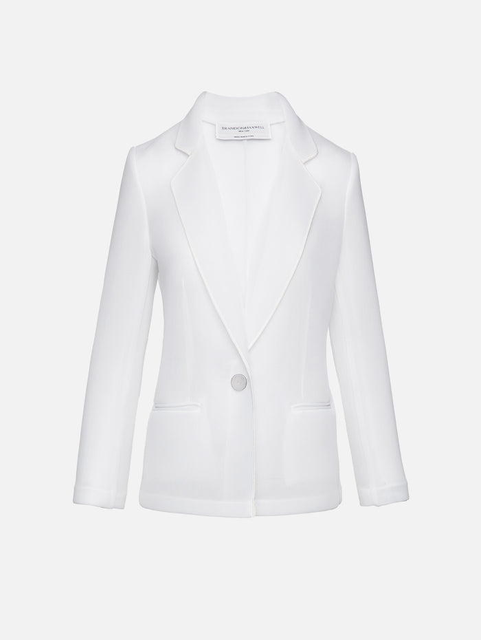 Sheer Fitted Jacket,BRANDON MAXWELL,WHITE,Image 1