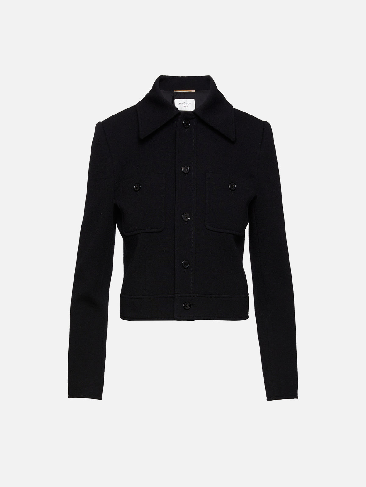 Cropped Jacket,SAINT LAURENT,BLACK,Image 1
