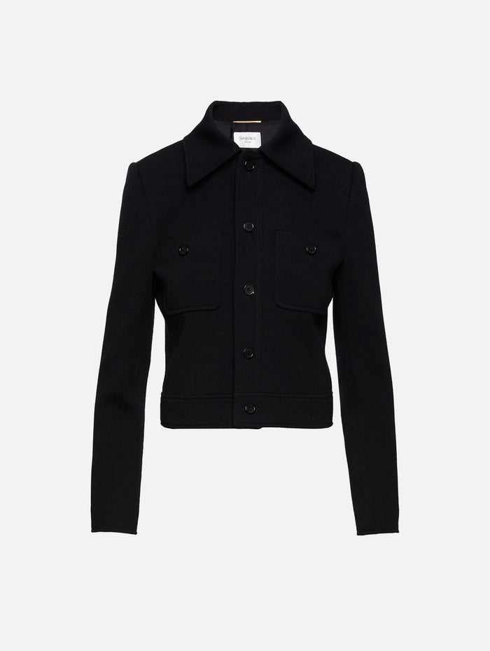 Cropped Jacket,SAINT LAURENT,BLACK,Image 1