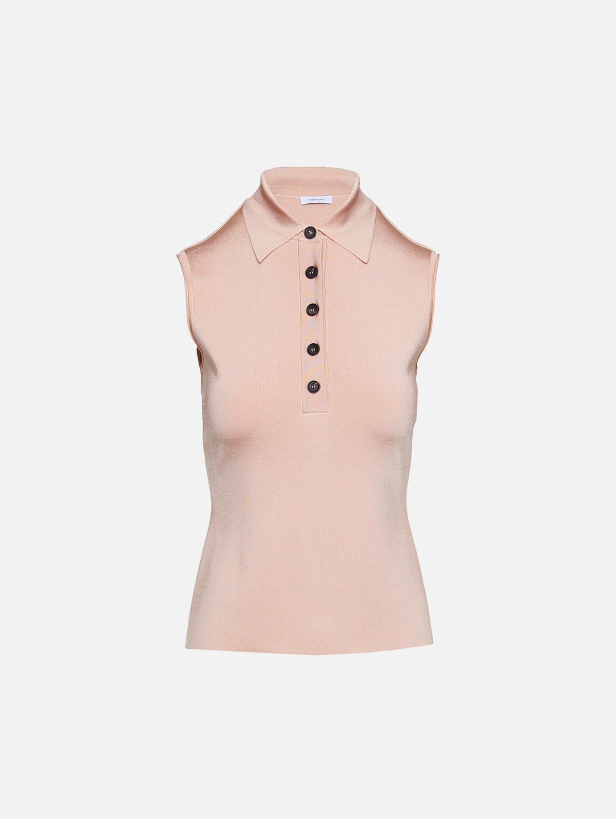 Sleeveless Knit Polo Shirt,FERRAGAMO,BALLET PINK,Image 1