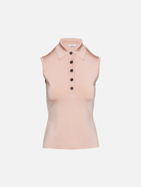 Sleeveless Knit Polo Shirt,FERRAGAMO,BALLET PINK,Image 1