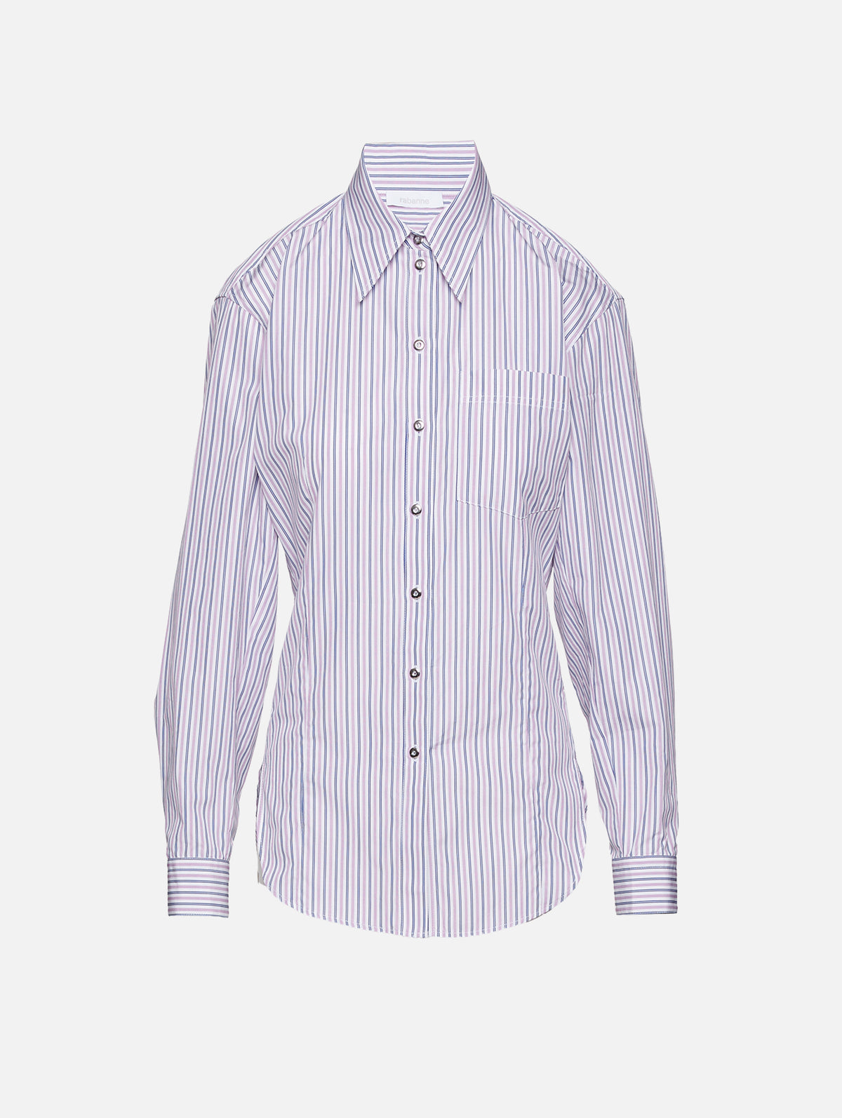 Stripe Button Up Top,RABANNE,BLUE STRIPES,Image 1