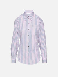 Stripe Button Up Top,RABANNE,BLUE STRIPES,Image 1