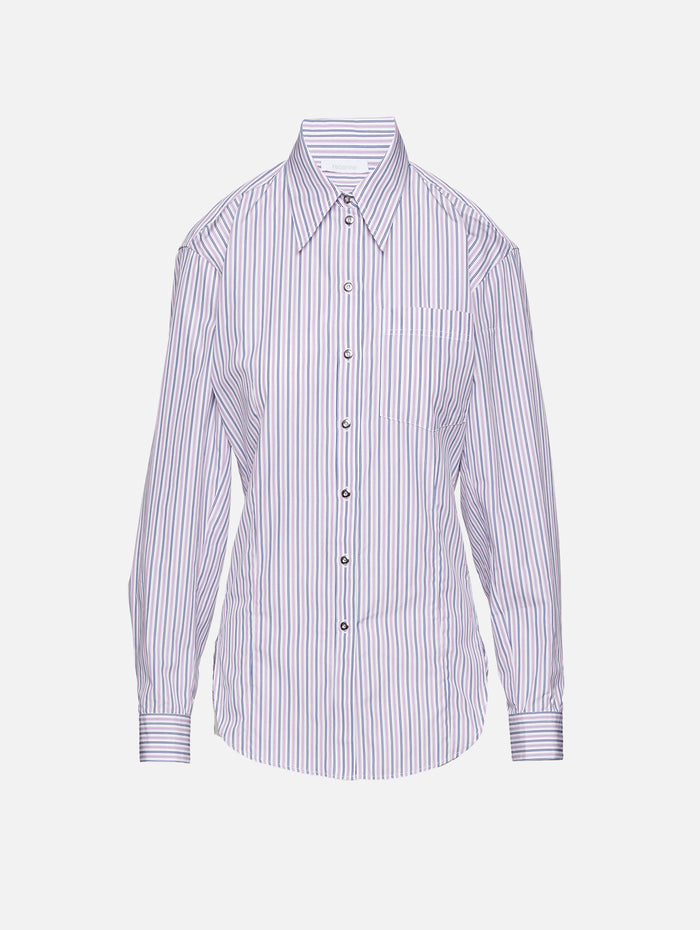 Stripe Button Up Top,RABANNE,BLUE STRIPES,Image 1