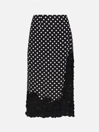 Midi Skirt,CAROLINA HERRERA,BLACK/IVORY,Image 1
