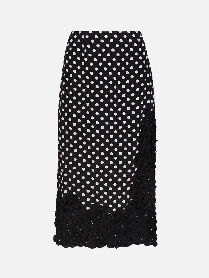 Midi Skirt,CAROLINA HERRERA,BLACK/IVORY,Image 1