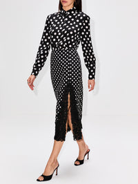 Midi Skirt,CAROLINA HERRERA,BLACK/IVORY,Image 3