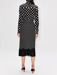 Long Sleeve Button Down Top,CAROLINA HERRERA,BLACK/IVORY,Image 3