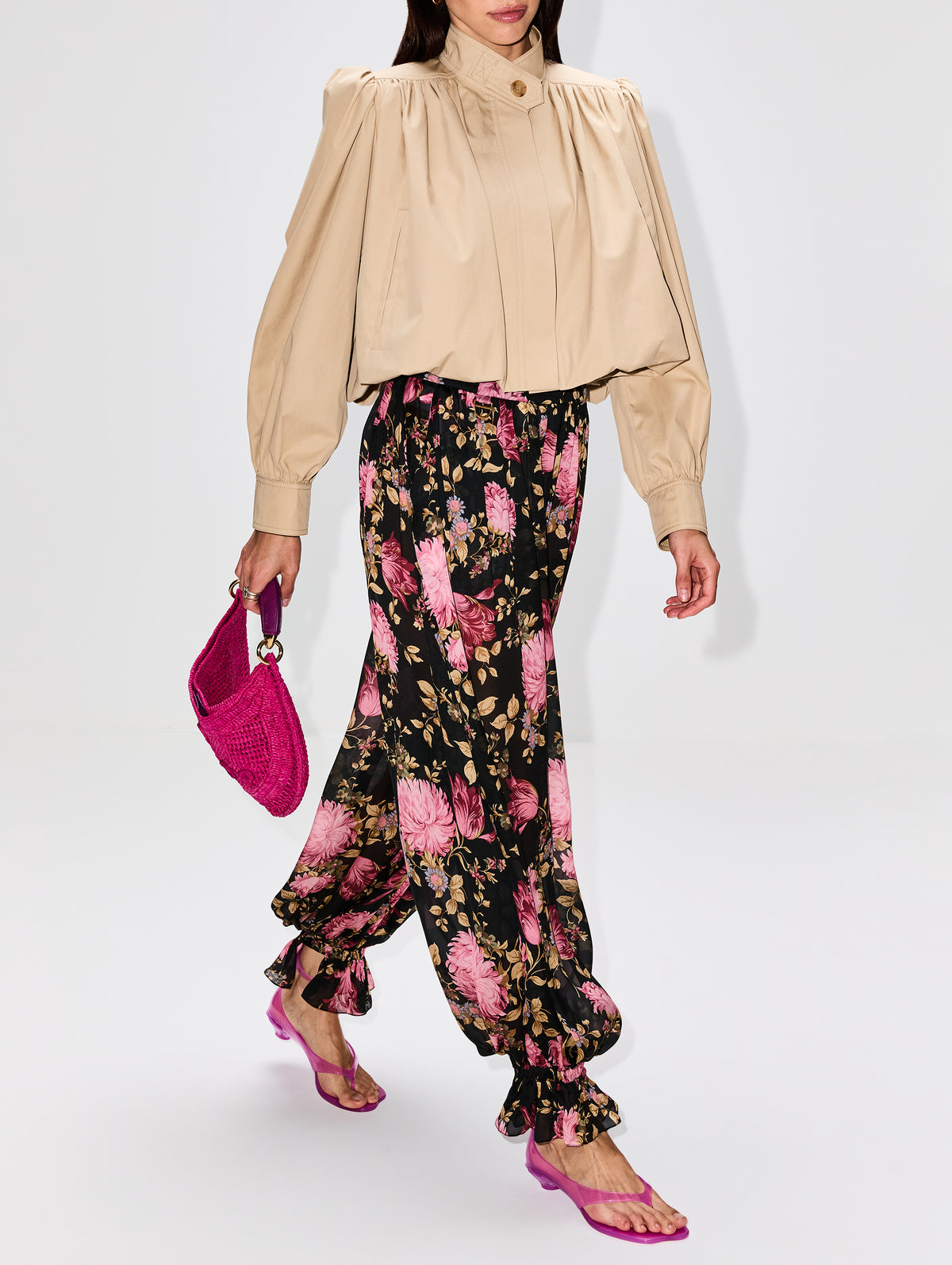 Cinched Ankle Pant,CHLOÉ,BLACK,Image 3