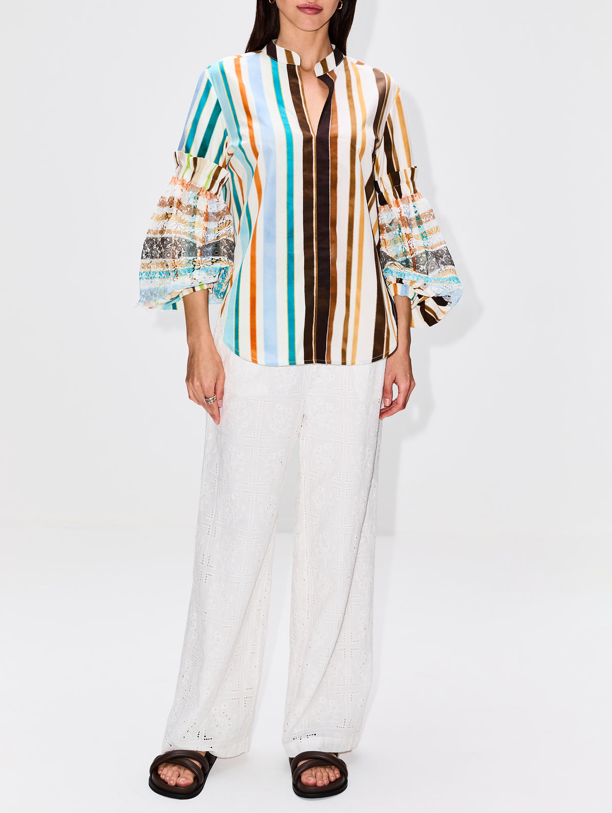 Nuru Blouse,SILVIA TCHERASSI,MULTI STRIPES,Image 2
