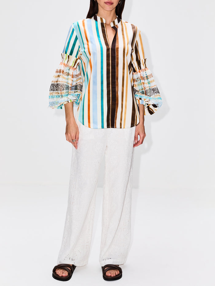 Nuru Blouse,SILVIA TCHERASSI,MULTI STRIPES,Image 1