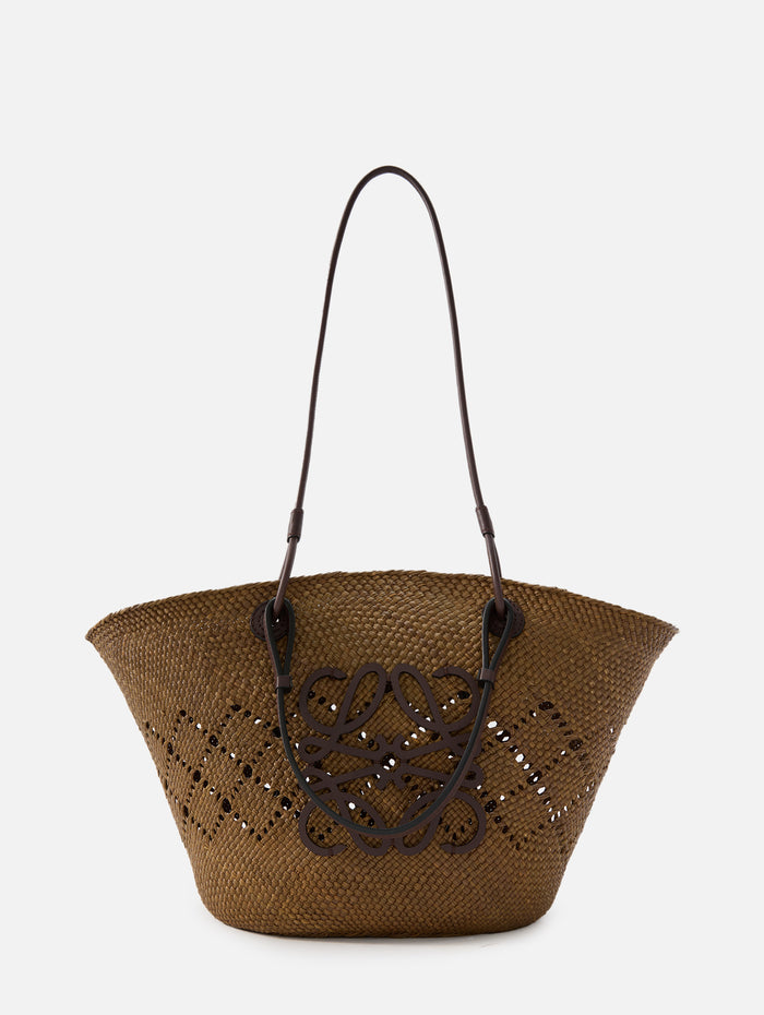 Anagram Basket Bag,LOEWE,OLIVE/CHESTNUT,Image 1