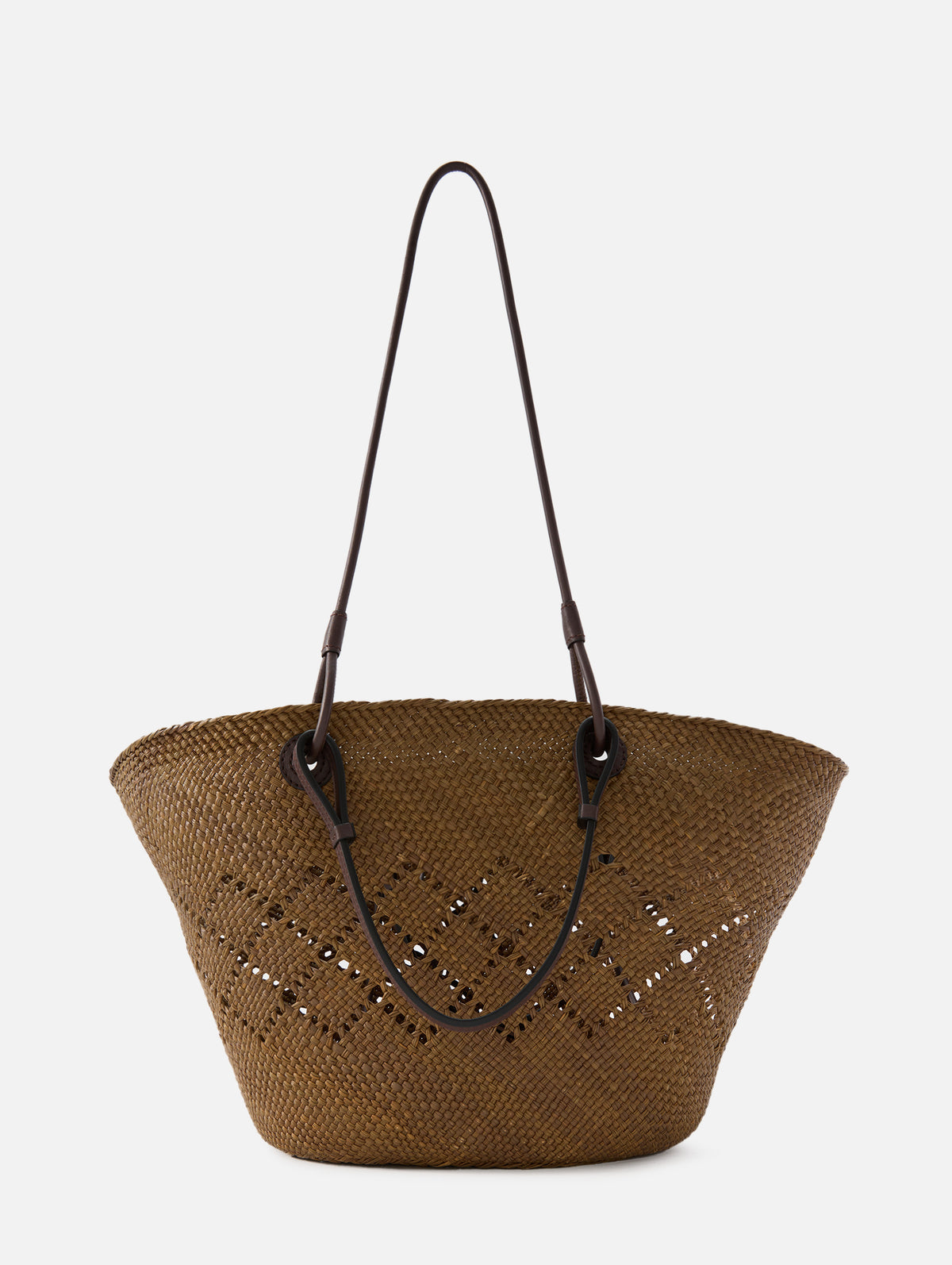 Anagram Basket Bag,LOEWE,OLIVE/CHESTNUT,Image 3