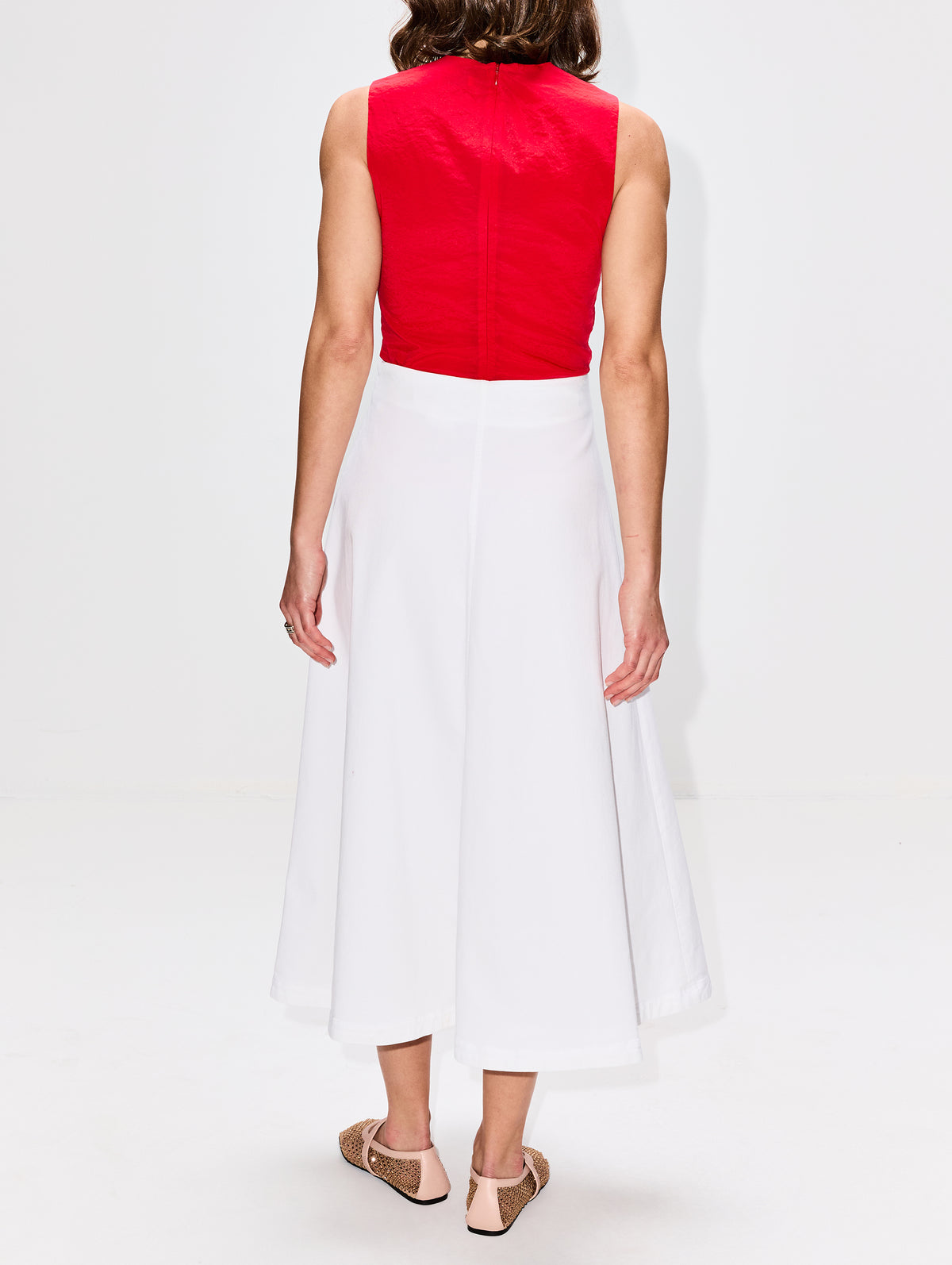 Fitted Crewneck Tank,ROSETTA GETTY,RED,Image 3