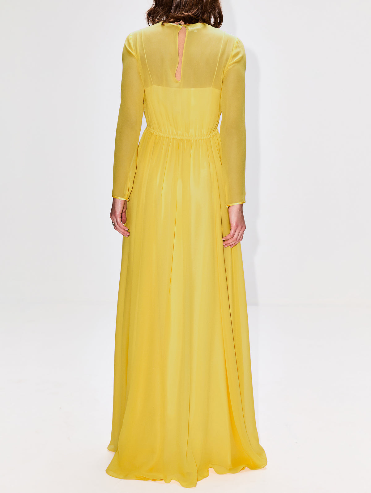 Light Silk Evening Dress,GUCCI,LEMON CURD,Image 4