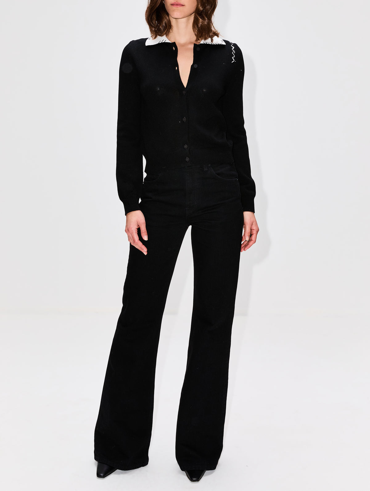 Two Tone Cardigan,MARNI,BLACK,Image 2
