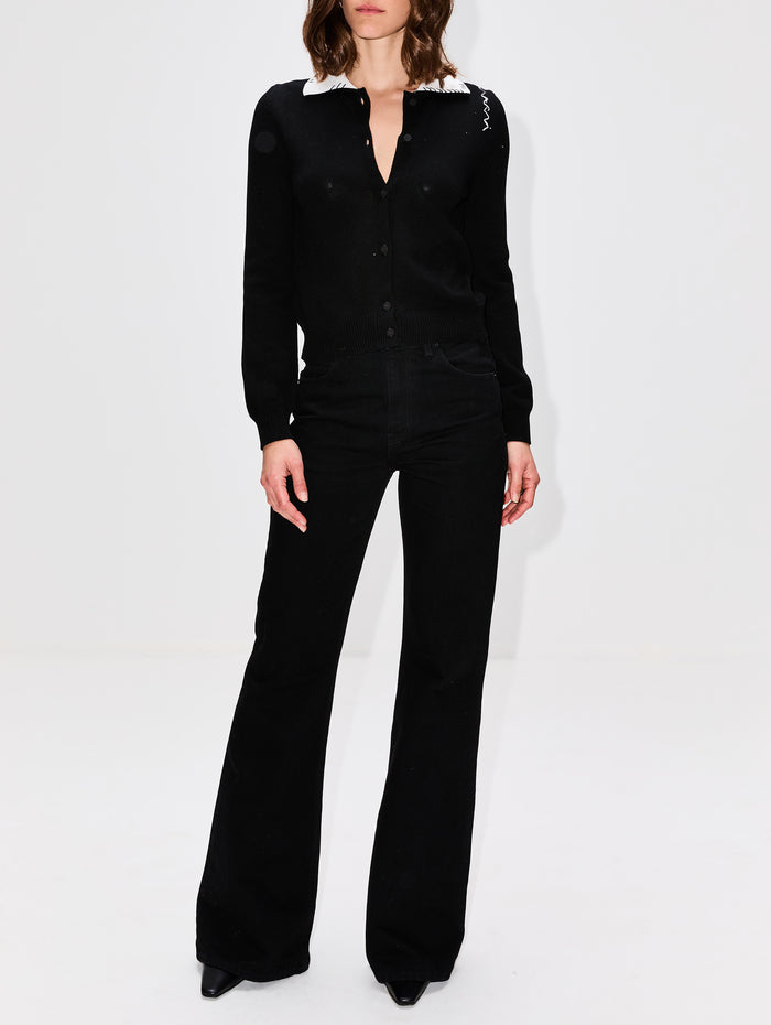 Two Tone Cardigan,MARNI,BLACK,Image 1