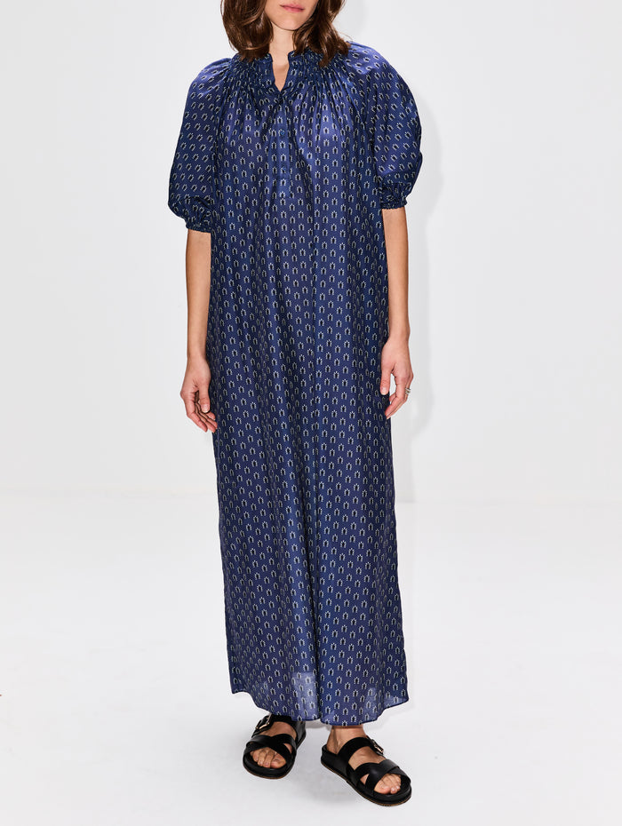 Gathered Yoke Popover Dress,MATTEAU,CASSIS,Image 1
