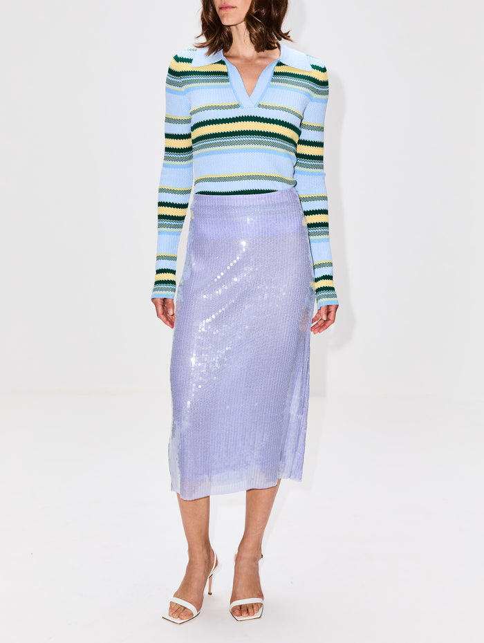 Sheer Sequin Pencil Skirt,MONSE,LILAC,Image 1