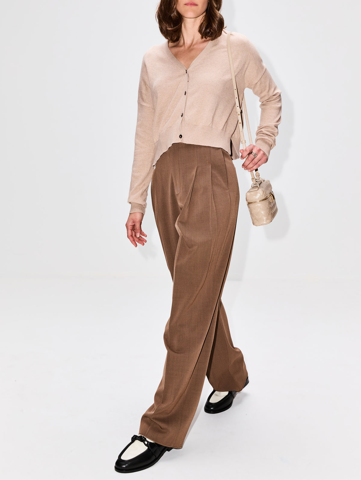 Straight Leg Trouser,BOTTEGA VENETA,EBONY/LIGHT JUTE MELANGE,Image 3