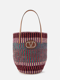 V Logo Signature Tote Bucket Bag,VALENTINO GARAVANI,MULTICOLOR,Image 1