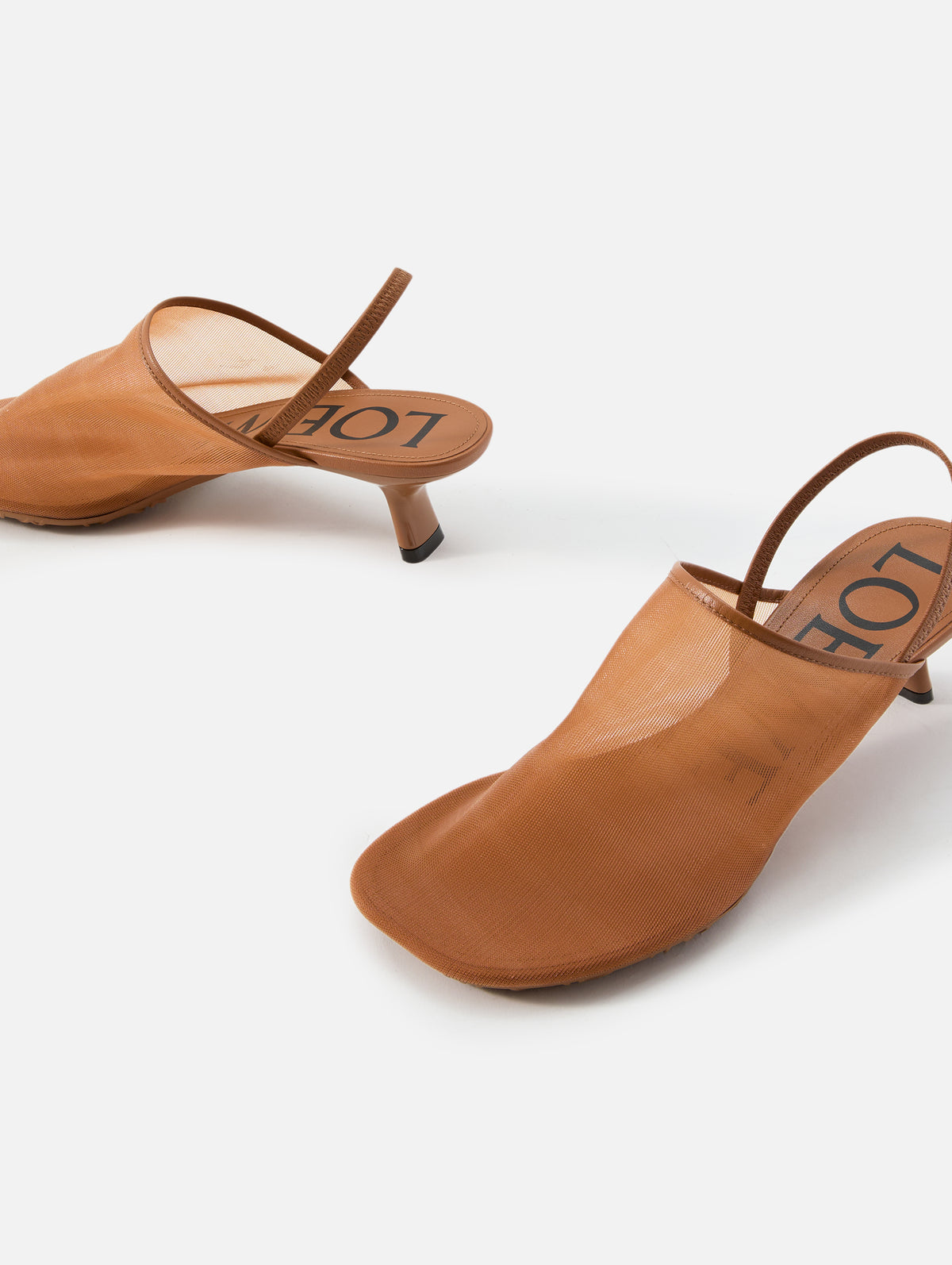 Petal Mesh Slingback Mule 45mm,LOEWE,TAN,Image 2