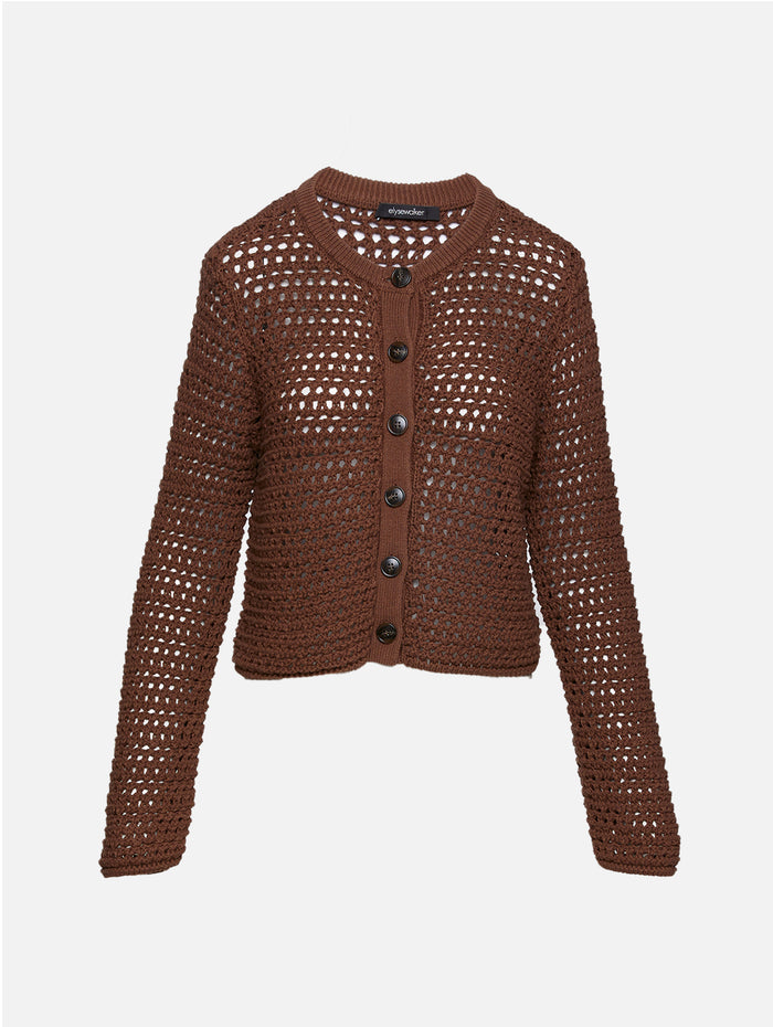 Carson Cardigan,ELYSEWALKER LABEL,CHOCOLATE,Image 1