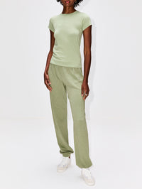 Fitted Crewneck Short Sleeve Tee,ÉTERNE,SAGE,Image 2