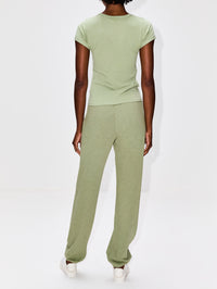 Fitted Crewneck Short Sleeve Tee,ÉTERNE,SAGE,Image 3
