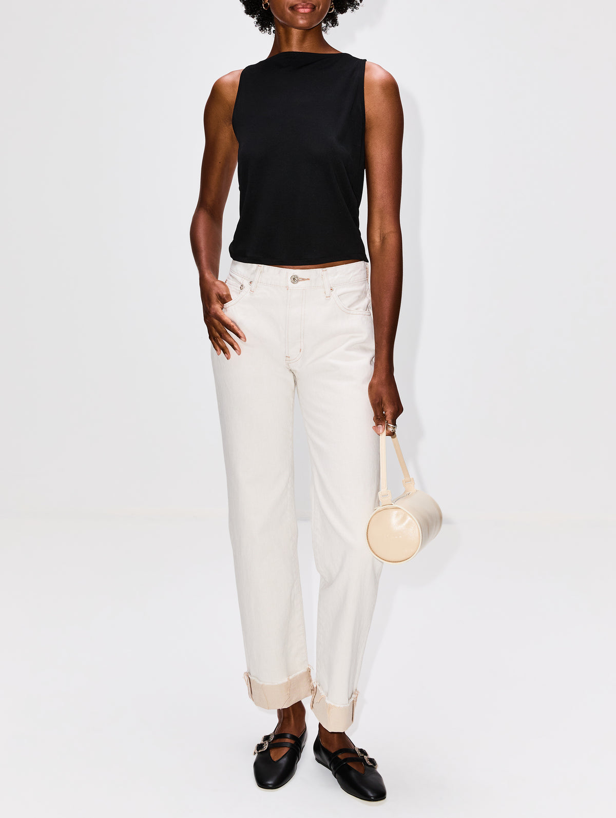 Drape Tank,FRAME,BLACK,Image 2