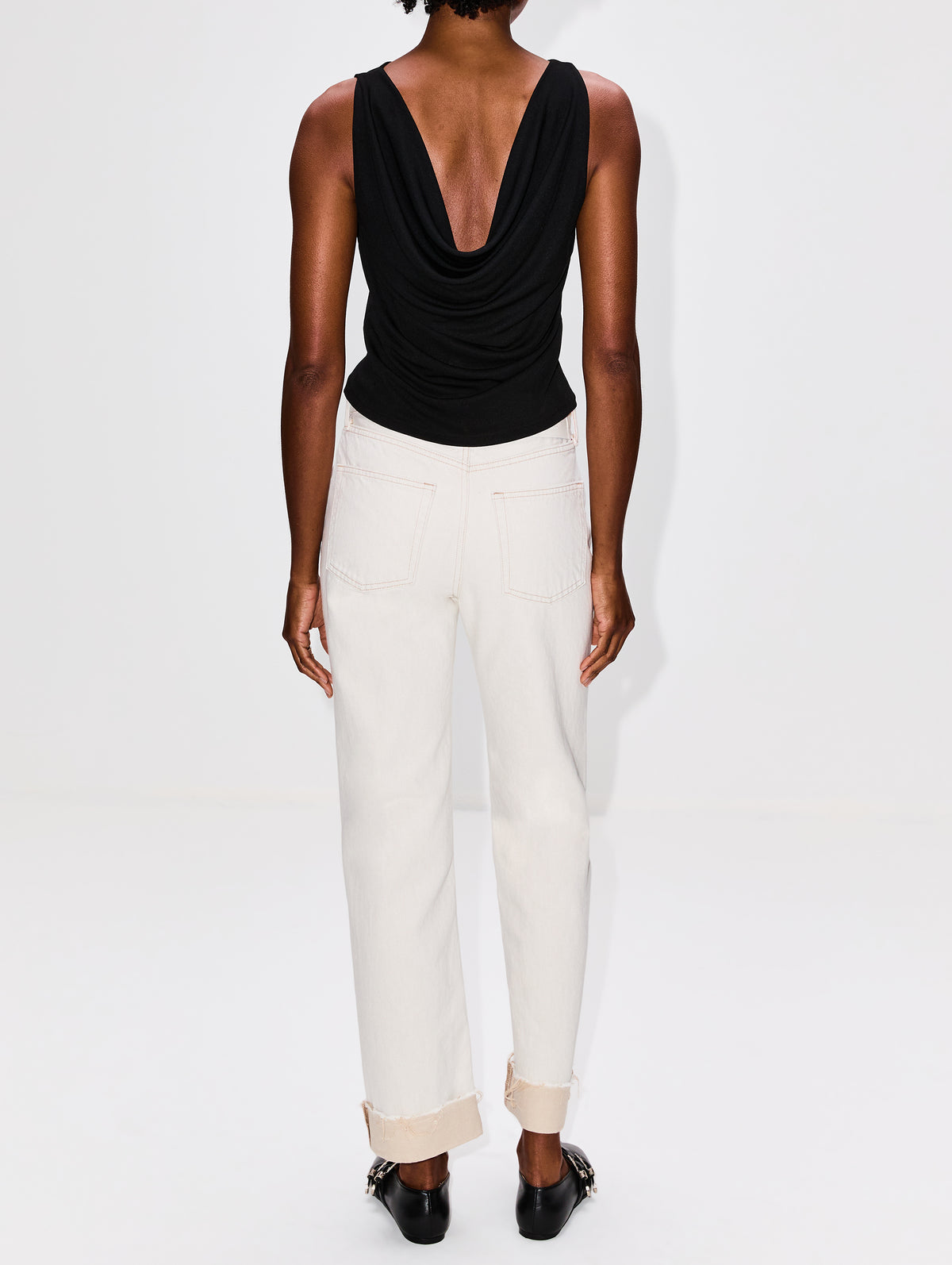 Drape Tank,FRAME,BLACK,Image 3