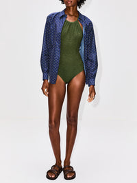 Portia Swimsuit,HUNZA G,METALLIC KHAKI,Image 4