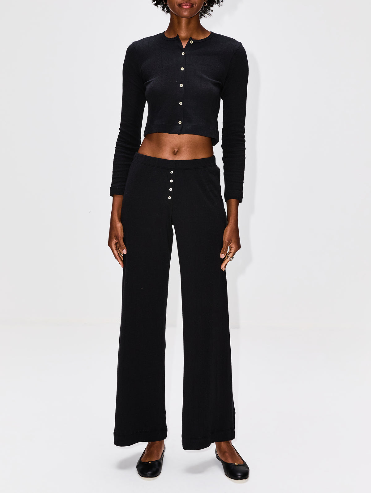 Pointelle Boxer Pant,LESET,BLACK,Image 2