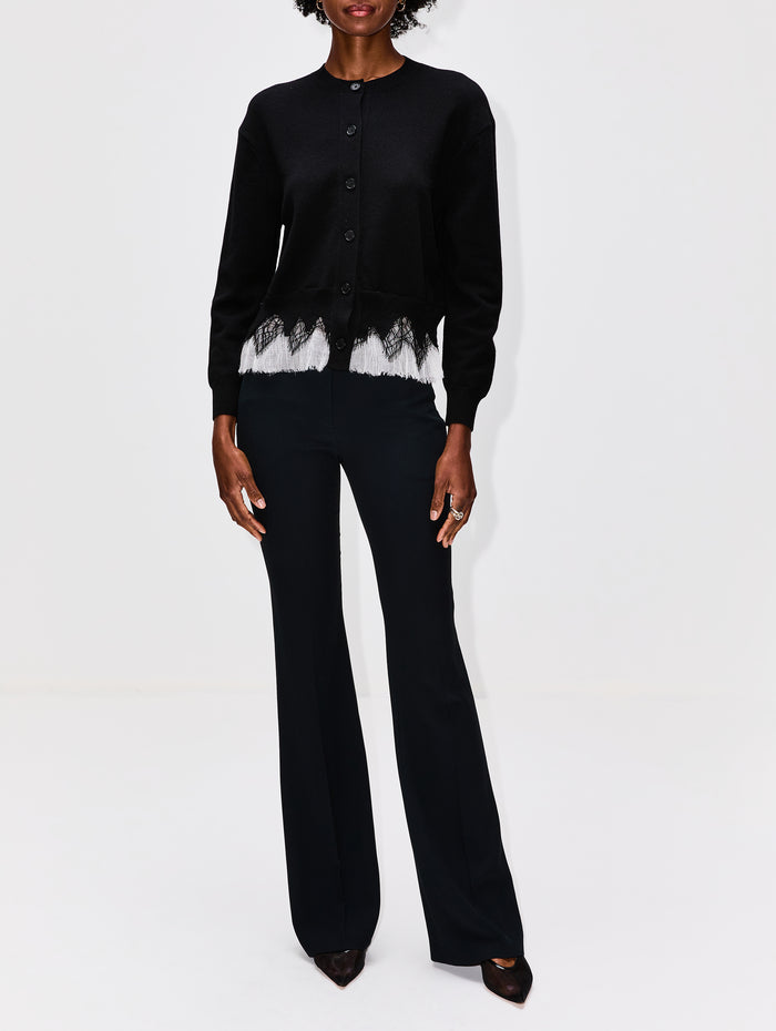 Shrunken Cardigan,ALEXANDER MCQUEEN,BLACK/IVORY,Image 1