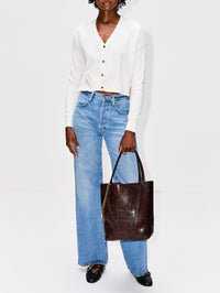 Cropped Cardigan,ORGANIC,OFF WHITE,Image 2