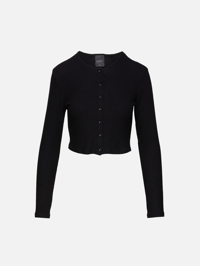 Lauren II Crop Cardigan,LESET,BLACK,Image 1