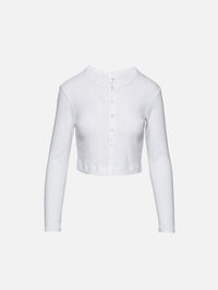 Pointelle Crop Cardigan,LESET,WHITE,Image 1