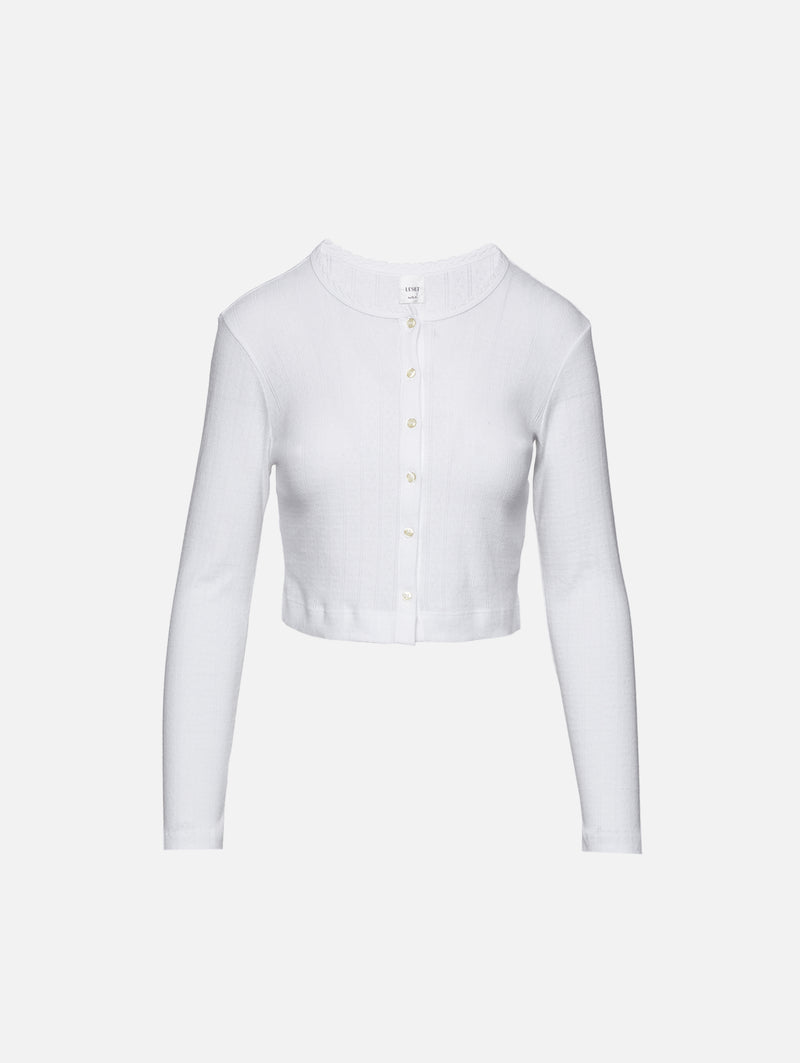 Pointelle Crop Cardigan