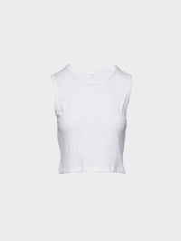 Pointelle Sleeveless Crew Top,LESET,WHITE,Image 1